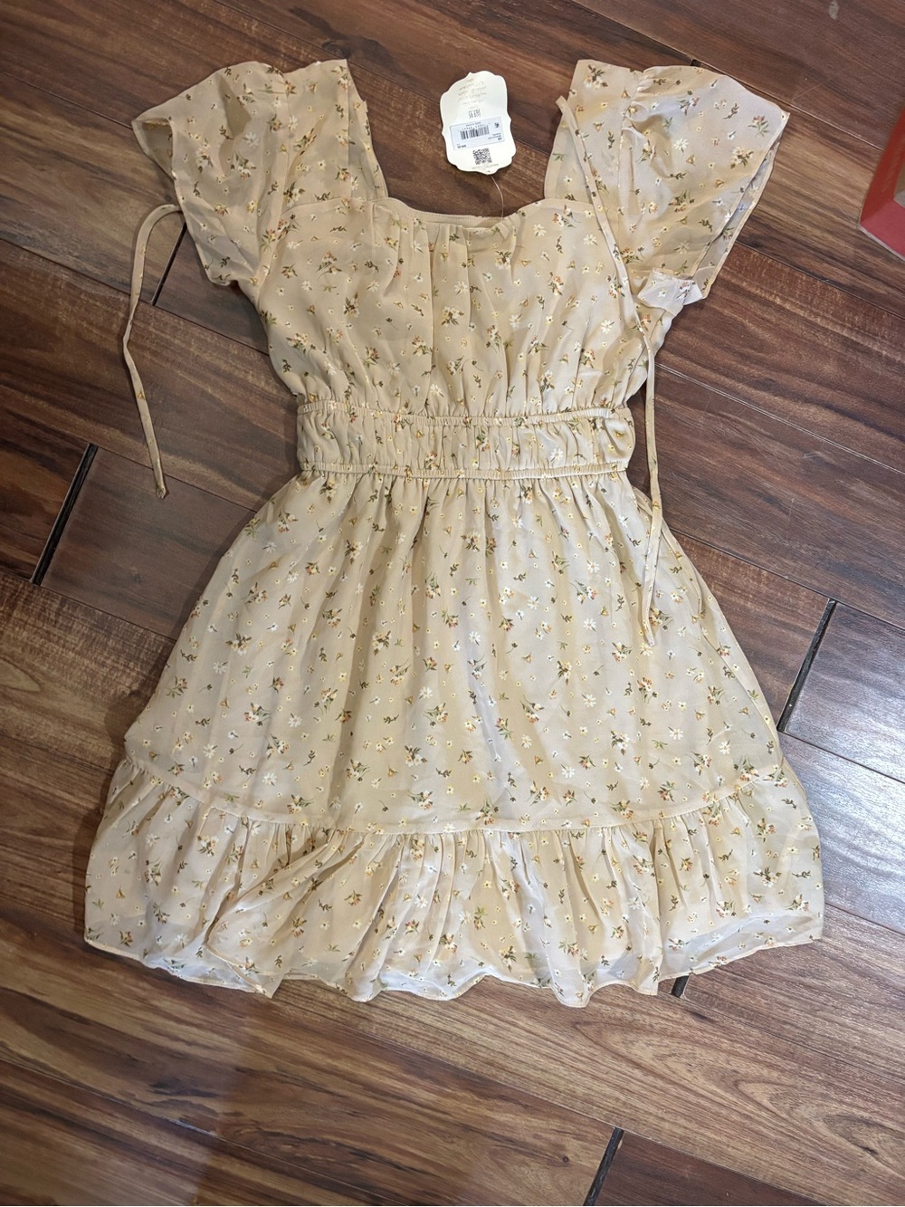 Alter’d state frappe beige dainty floral ruffle puff fairy dress BNWT dress xs
